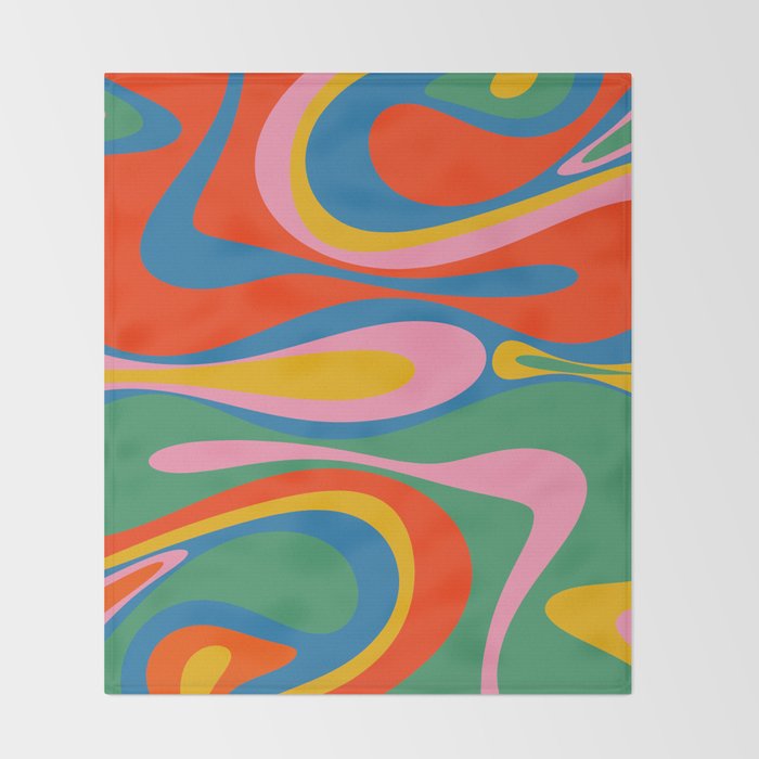 Mod Thang Colorful Retro Modern Abstract Pattern in Rainbow Pop Colors Throw Blanket Gallery Image 2
