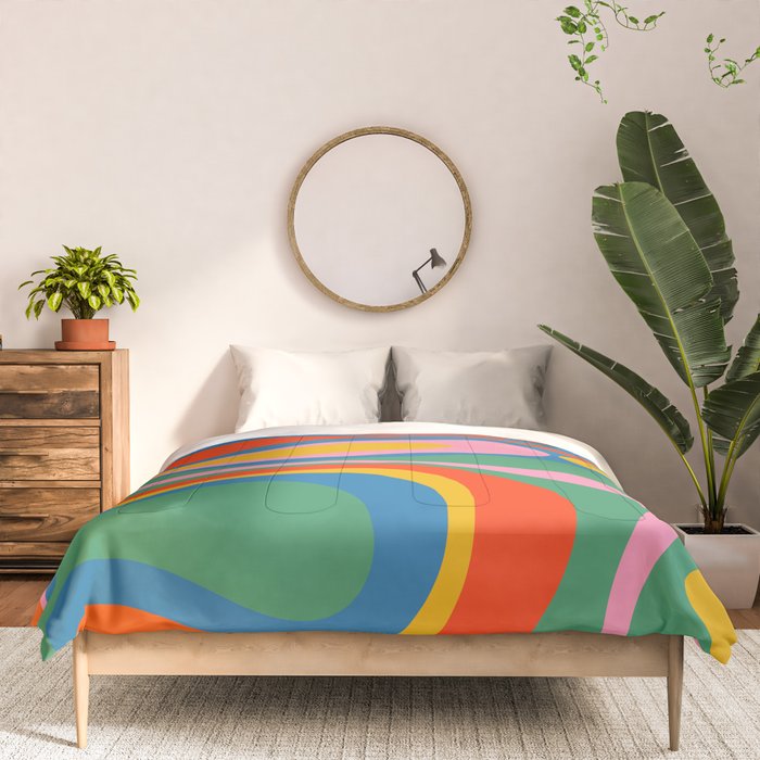 Mod Thang Colorful Retro Modern Abstract Pattern in Rainbow Pop Colors Comforter Gallery Image 3