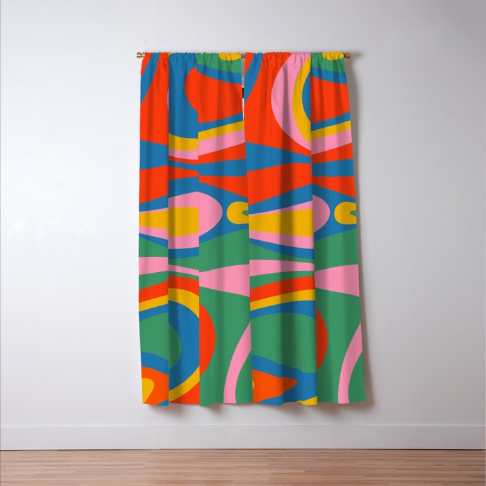 Mod Thang Colorful Retro Modern Abstract Pattern in Rainbow Pop Colors Window Curtain Gallery Image 3
