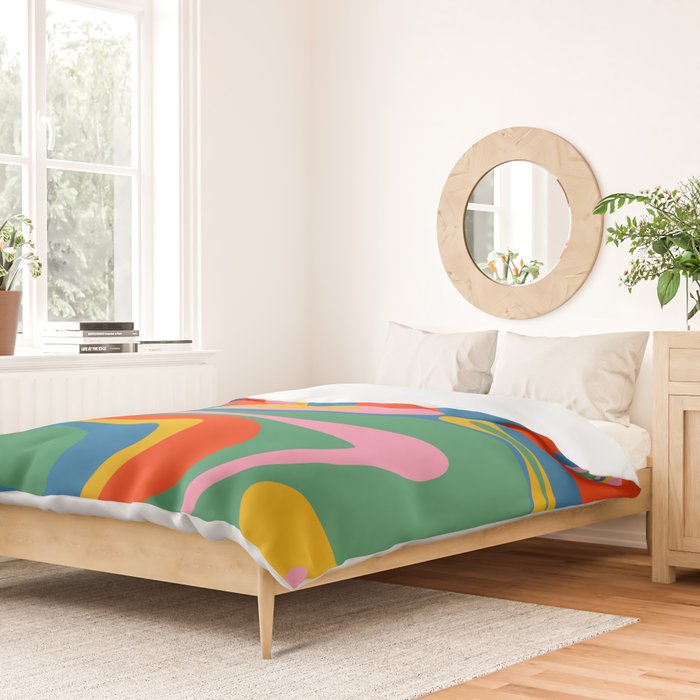 Mod Thang Colorful Retro Modern Abstract Pattern in Rainbow Pop Colors Duvet Cover Gallery Image 2