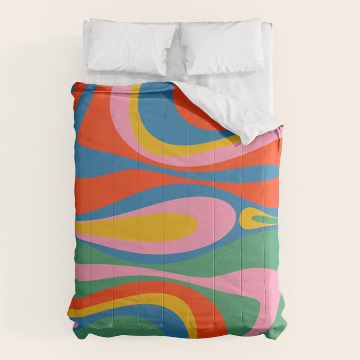 Mod Thang Colorful Retro Modern Abstract Pattern in Rainbow Pop Colors Comforter Gallery Image 6