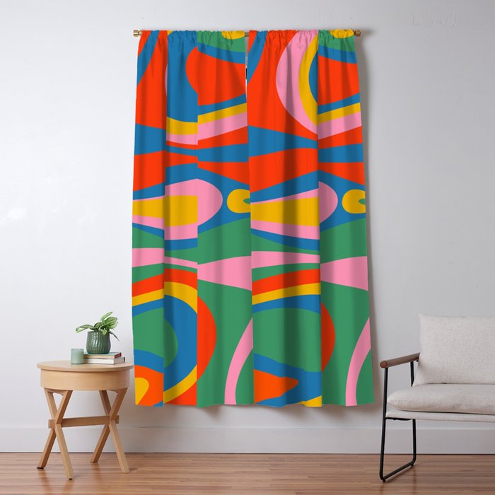 Mod Thang Colorful Retro Modern Abstract Pattern in Rainbow Pop Colors Window Curtain Gallery Image 5