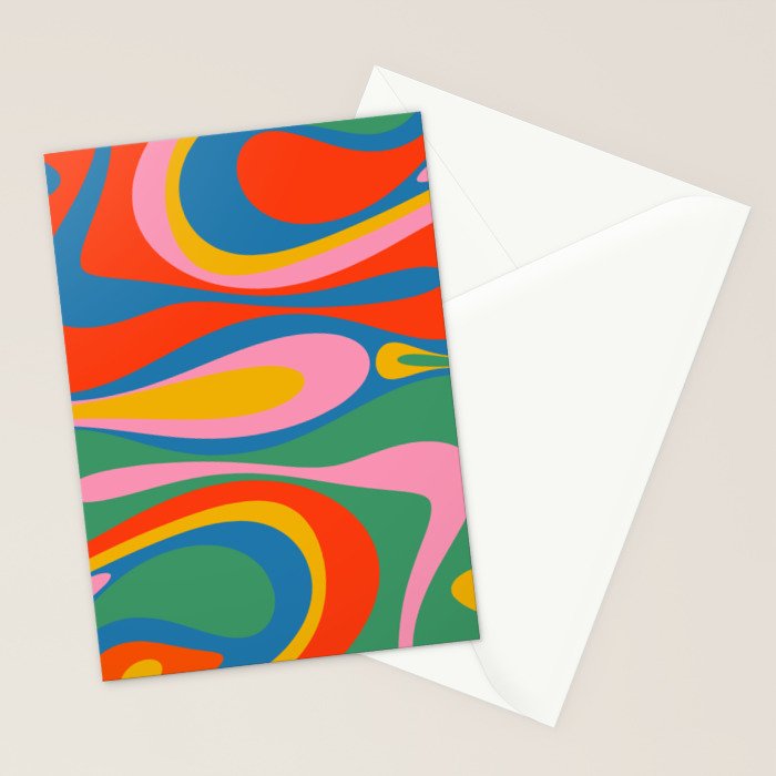 Mod Thang Colorful Retro Modern Abstract Pattern in Rainbow Pop Colors Stationery Card Gallery Image 2