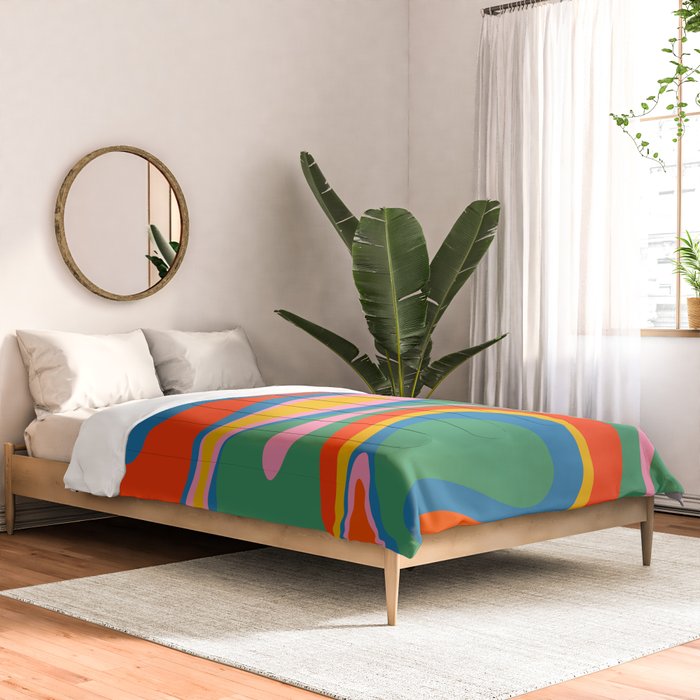 Mod Thang Colorful Retro Modern Abstract Pattern in Rainbow Pop Colors Comforter Gallery Image 2