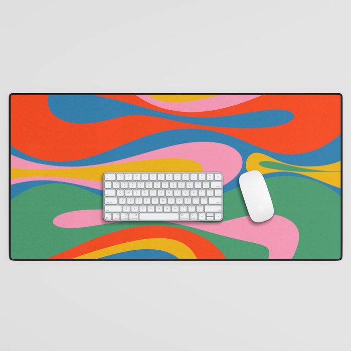 Mod Thang Colorful Retro Modern Abstract Pattern in Rainbow Pop Colors Desk Mat Gallery Image 1