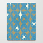 Atomic Age Retro Starburst Mid-century Modern Pattern in Burnished Gold, Cream, and 50s Blue Notebook Gallery Image 4