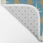 Atomic Age Retro Starburst Mid-century Modern Pattern in Burnished Gold, Cream, and 50s Blue Bath Mat Gallery Image 2