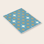Atomic Age Retro Starburst Mid-century Modern Pattern in Burnished Gold, Cream, and 50s Blue Notebook Gallery Image 3
