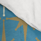 Atomic Age Retro Starburst Mid-century Modern Pattern in Burnished Gold, Cream, and 50s Blue Comforter Gallery Image 4