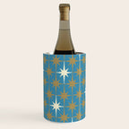 Atomic Age Retro Starburst Mid-century Modern Pattern in Burnished Gold, Cream, and 50s Blue Wine Chiller Gallery Image 3