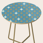 Atomic Age Retro Starburst Mid-century Modern Pattern in Burnished Gold, Cream, and 50s Blue Side Table Gallery Image 2