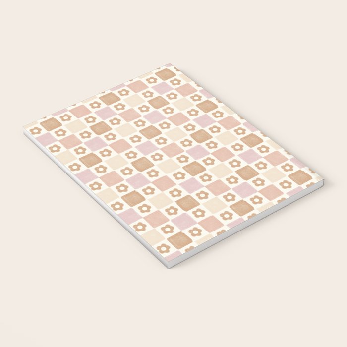 Checkered Floral - Pink Brown Beige Notebook Gallery Image 3