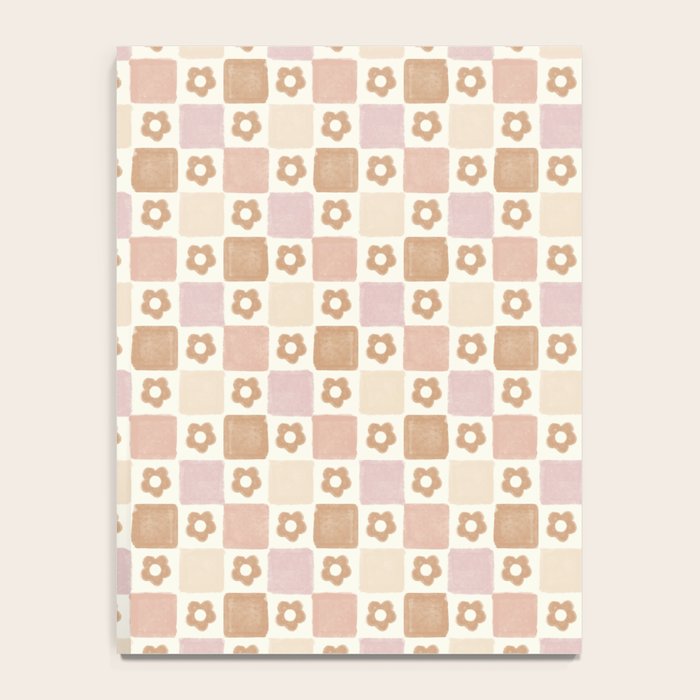 Checkered Floral - Pink Brown Beige Notebook Gallery Image 4