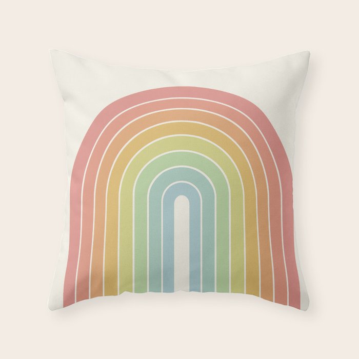 Gradient Arch V Mid Century Modern Rainbow Throw Pillow Gallery Image 6