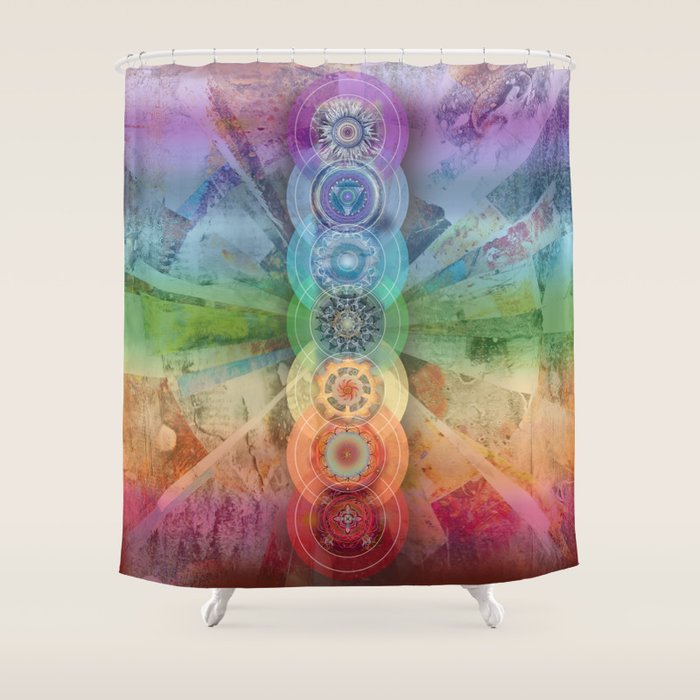 seven chakra meditation and yoga art Shower Curtain Gallery Image 1