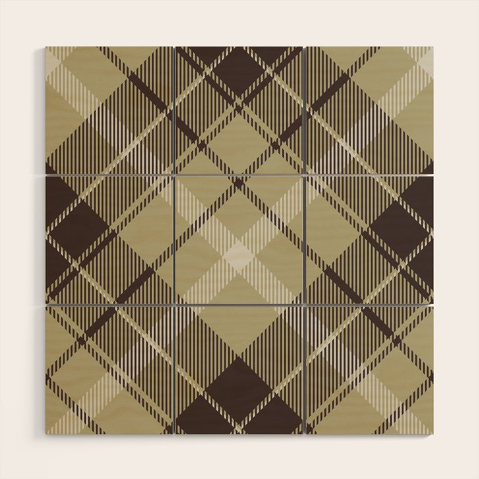 Modern Neutral Plaid Design Wood Wall Art Gallery Image 1
