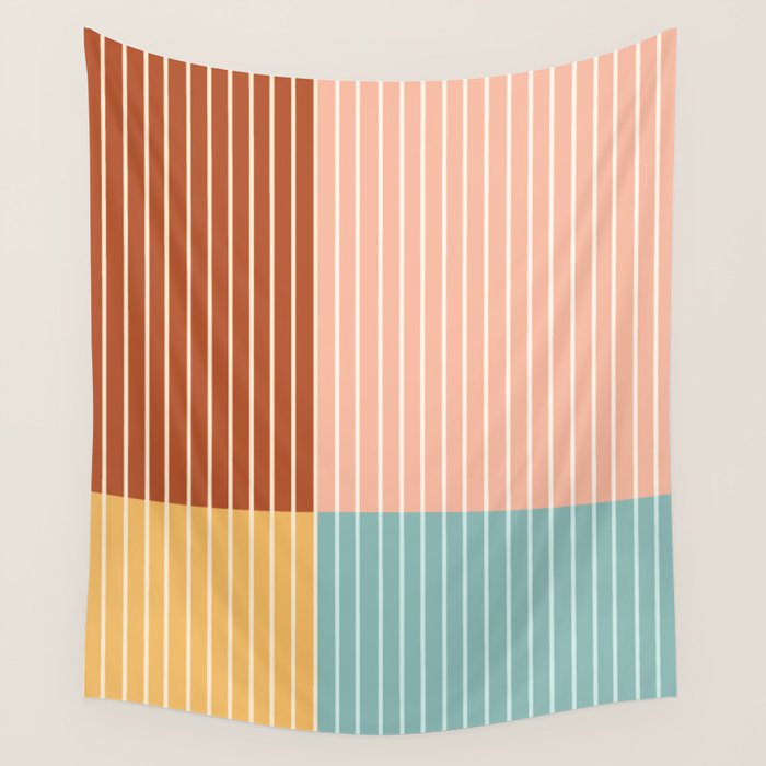 Color Block Line Abstract VI Wall Tapestry Gallery Image 1
