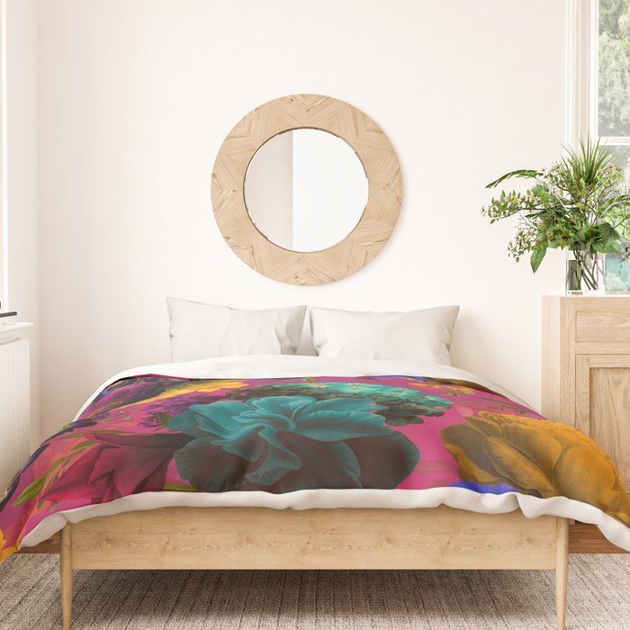 Vintage & Shabby Chic - Purple Botanical Lush Flowers Midnight Garden Duvet Cover Gallery Image 3