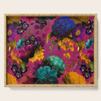 Vintage & Shabby Chic - Purple Botanical Lush Flowers Midnight Garden Serving Tray Gallery Image 1