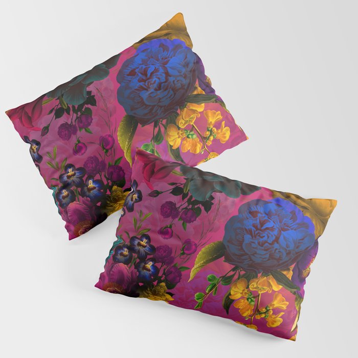 Vintage & Shabby Chic - Purple Botanical Lush Flowers Midnight Garden Pillow Sham Gallery Image 1