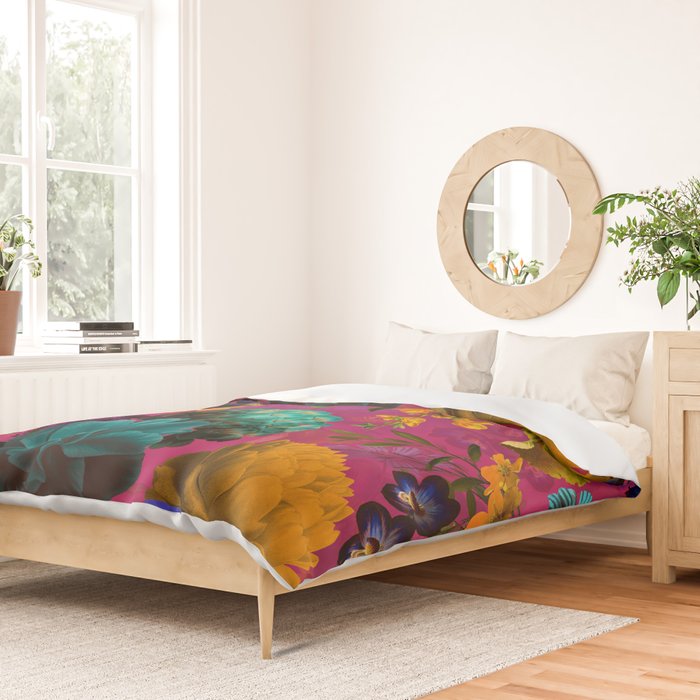 Vintage & Shabby Chic - Purple Botanical Lush Flowers Midnight Garden Duvet Cover Gallery Image 2