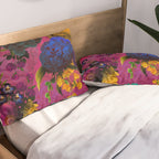 Vintage & Shabby Chic - Purple Botanical Lush Flowers Midnight Garden Pillow Sham Gallery Image 2