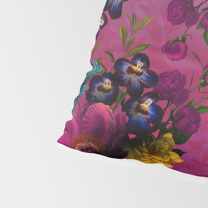 Vintage & Shabby Chic - Purple Botanical Lush Flowers Midnight Garden Pillow Sham Gallery Image 4