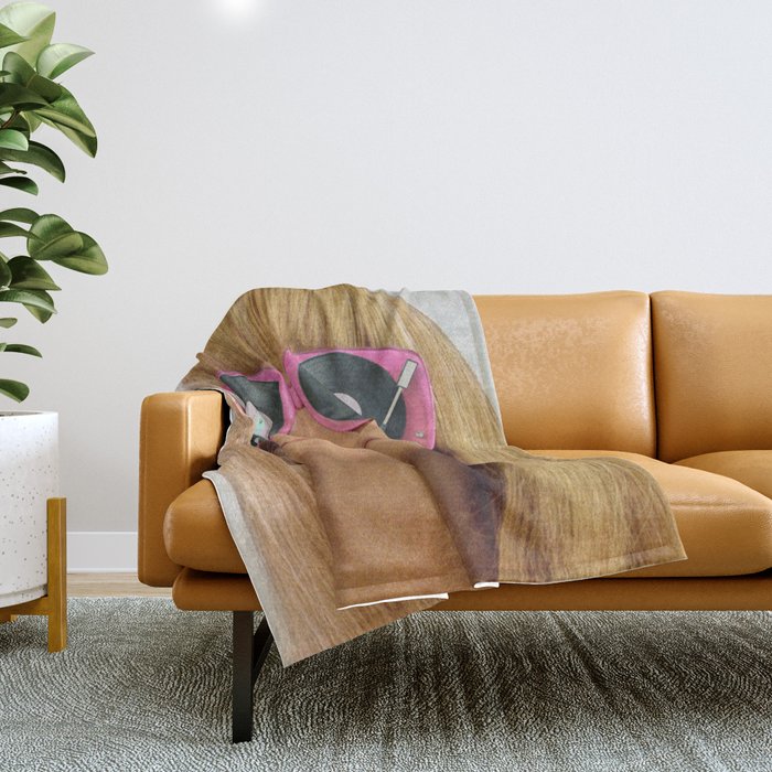 Pink Vinyl Sun Glasses - Vinyl Shades  Throw Blanket Gallery Image 1