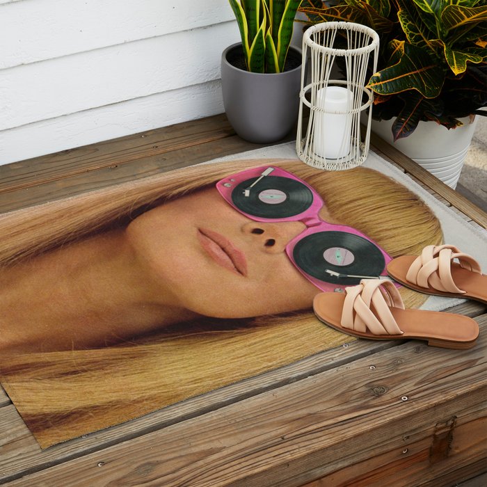 Pink Vinyl Sun Glasses - Vinyl Shades  Outdoor Rug Gallery Image 2