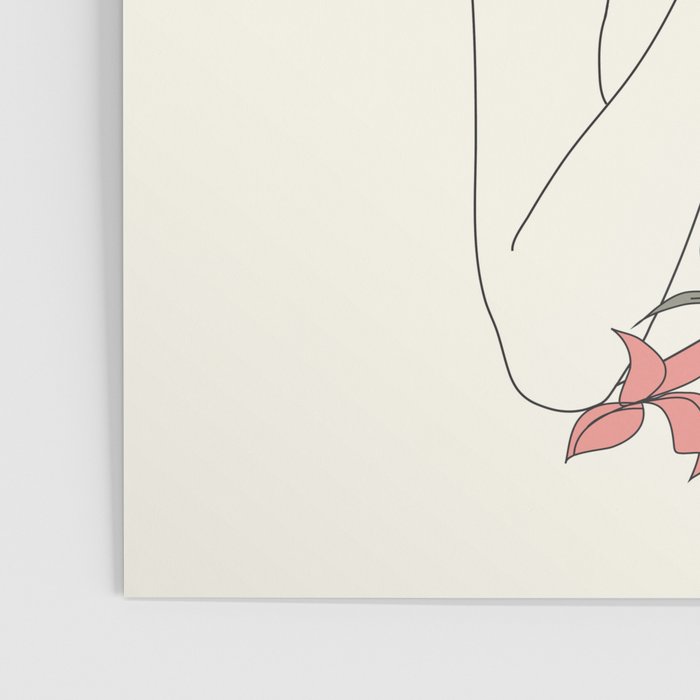 Colorful Thoughts Minimal Line Art Woman with Flowers IV  Poster Gallery Image 3