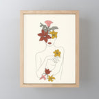 Colorful Thoughts Minimal Line Art Woman with Flowers IV  Mini Art Print Gallery Image 1