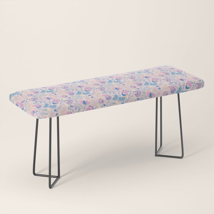 Coastal Oysters on the Beach in Pastel Pink & Blue Bench Gallery Image 1