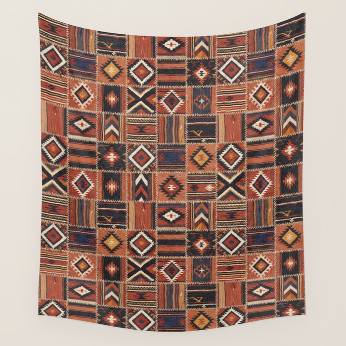 Geometric Tribal Patchwork Rug Design Wall Tapestry Gallery Image 1