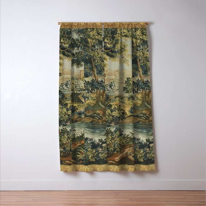 Antique 18th Century Verdure French Aubusson Tapestry Window Curtain Gallery Image 3