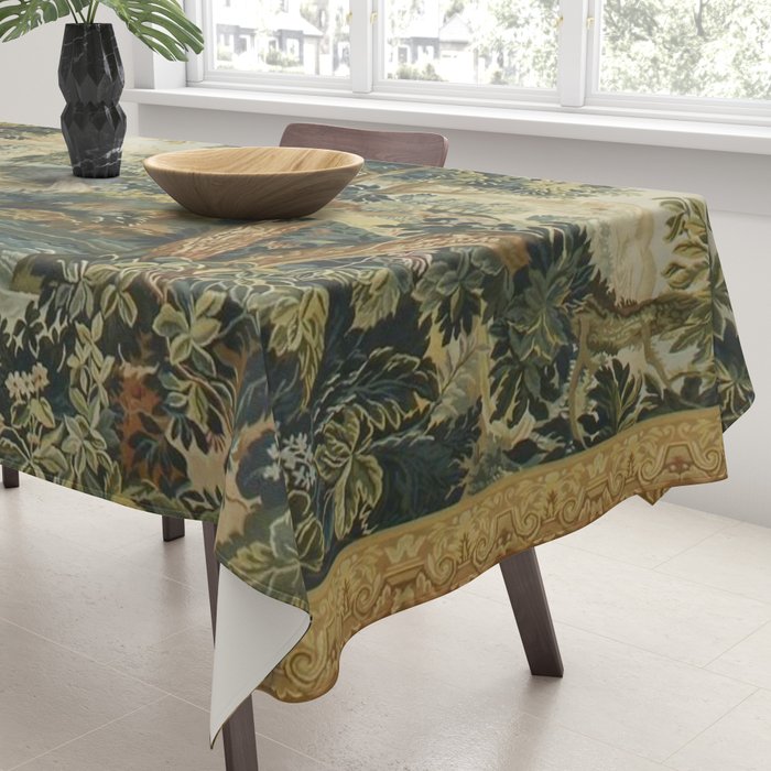 Antique 18th Century Verdure French Aubusson Tapestry Tablecloth Gallery Image 3