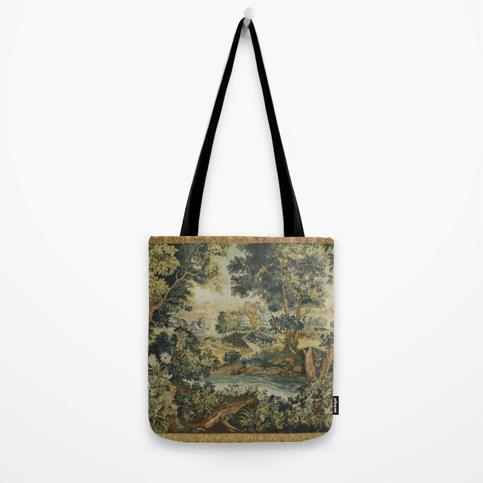 Antique 18th Century Verdure French Aubusson Tapestry Tote Bag Gallery Image 2