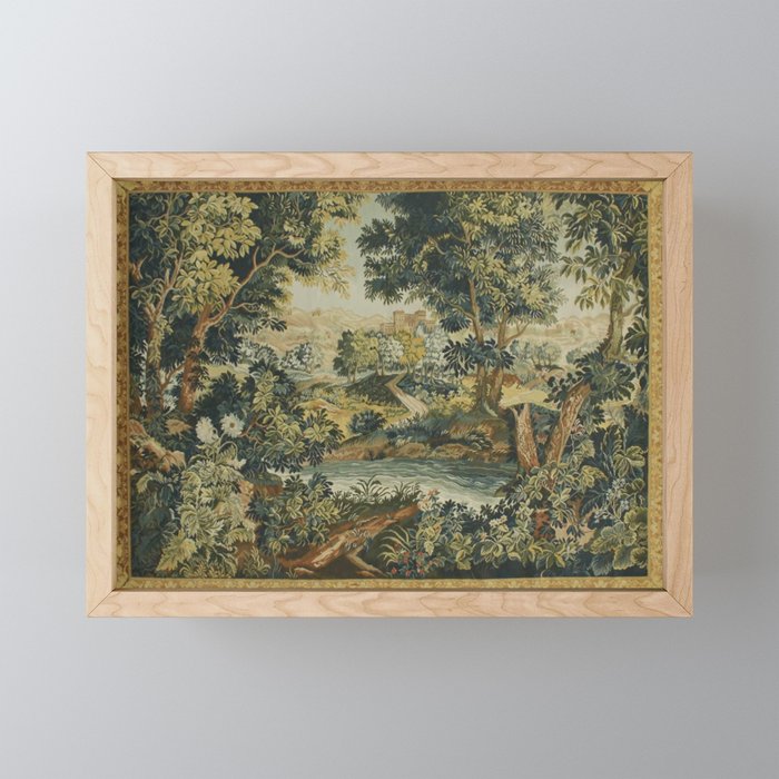 Antique 18th Century Verdure French Aubusson Tapestry Mini Art Print Gallery Image 1