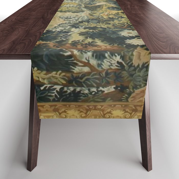Antique 18th Century Verdure French Aubusson Tapestry Table Runner Gallery Image 1