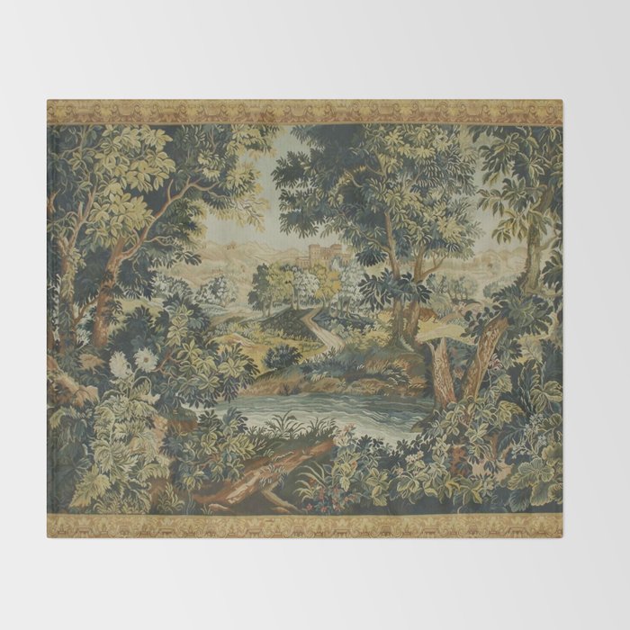 Antique 18th Century Verdure French Aubusson Tapestry Throw Blanket Gallery Image 2
