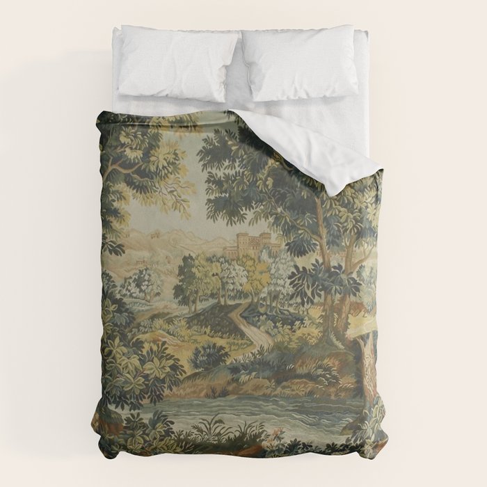 Antique 18th Century Verdure French Aubusson Tapestry Duvet Cover Gallery Image 1