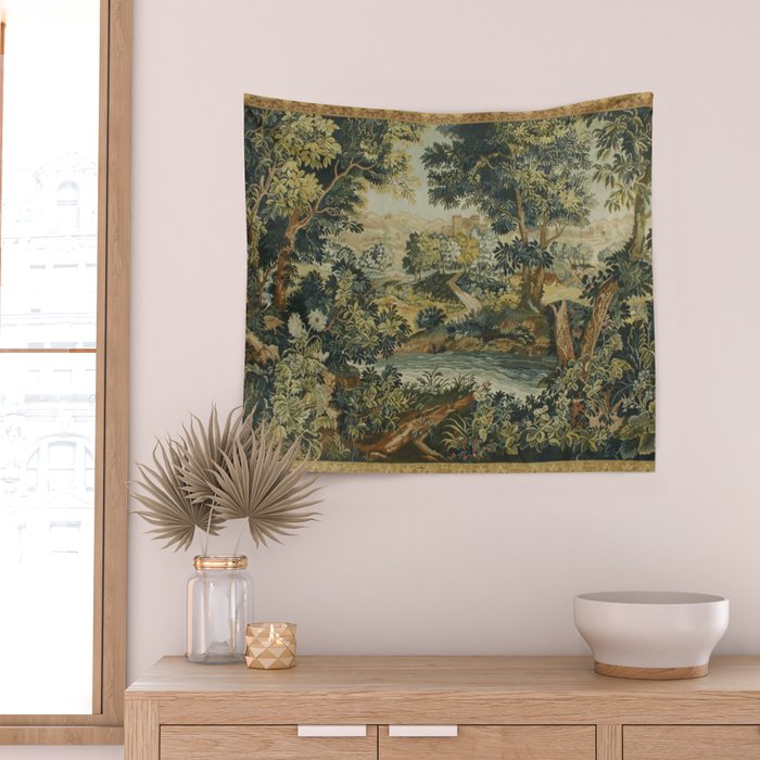 Antique 18th Century Verdure French Aubusson Tapestry Wall Tapestry Gallery Image 2