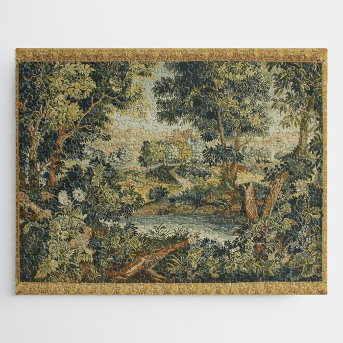 Antique 18th Century Verdure French Aubusson Tapestry Jigsaw Puzzle Gallery Image 1