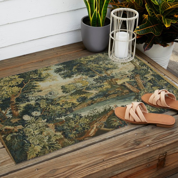 Antique 18th Century Verdure French Aubusson Tapestry Outdoor Rug Gallery Image 2