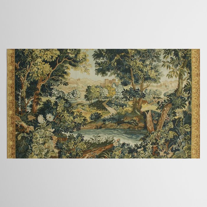 Antique 18th Century Verdure French Aubusson Tapestry Tablecloth Gallery Image 2