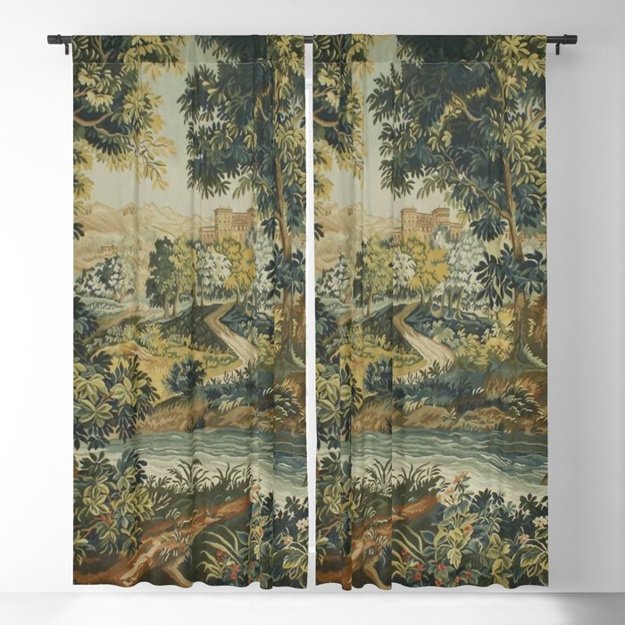 Antique 18th Century Verdure French Aubusson Tapestry Window Curtain Gallery Image 1
