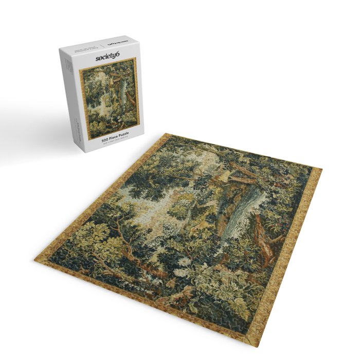 Antique 18th Century Verdure French Aubusson Tapestry Jigsaw Puzzle Gallery Image 2