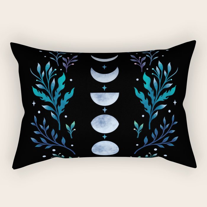 Moonlight Garden - Blue Rectangular Pillow Gallery Image 2