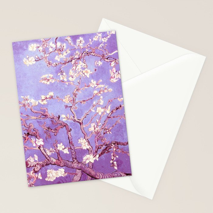 Van Gogh Almond Blossoms Orchid Purple Stationery Card Gallery Image 2