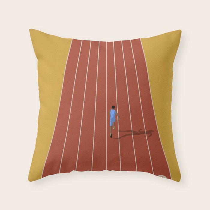 Track and Field Sprinter Throw Pillow Gallery Image 1