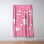 Flying Swans Illustration - Pink Sky with Clouds and Stars Window Curtain Gallery Image 3